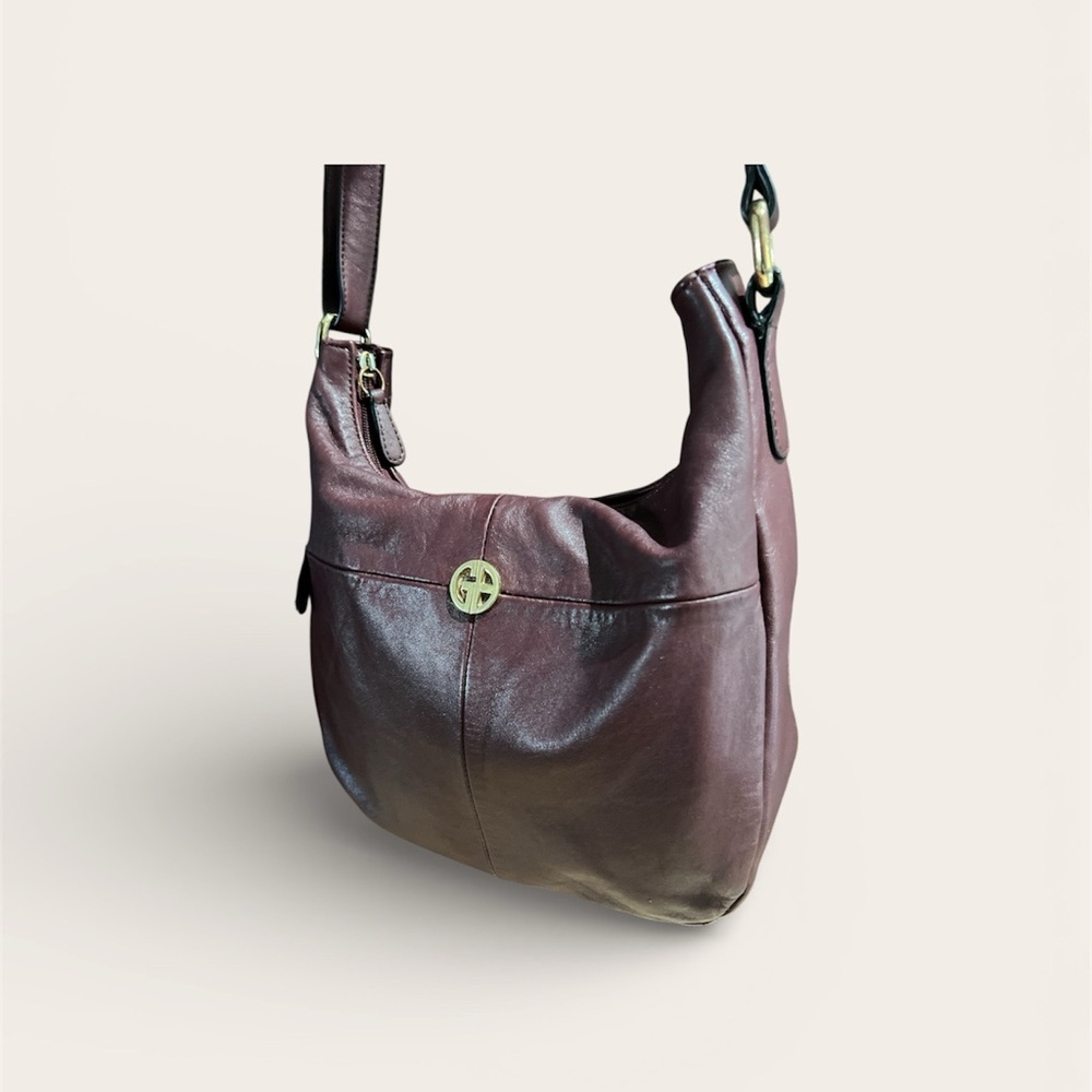 Giani Bernini Dark Burgundy Leather Shoulder Bag - Picture 3 of 8